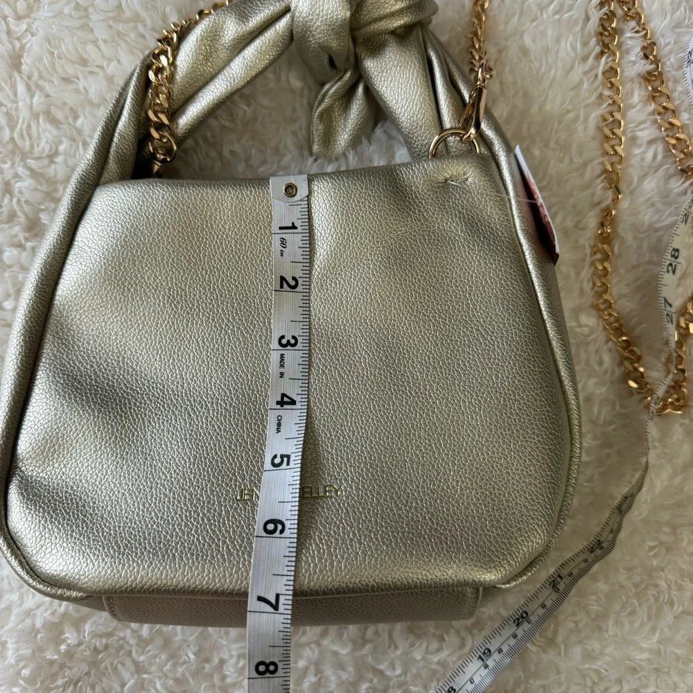 Jentry Kelley Knot Top Rose Gold Cosmetic Bag W/ Gold Chain Crossbody Strap NEW